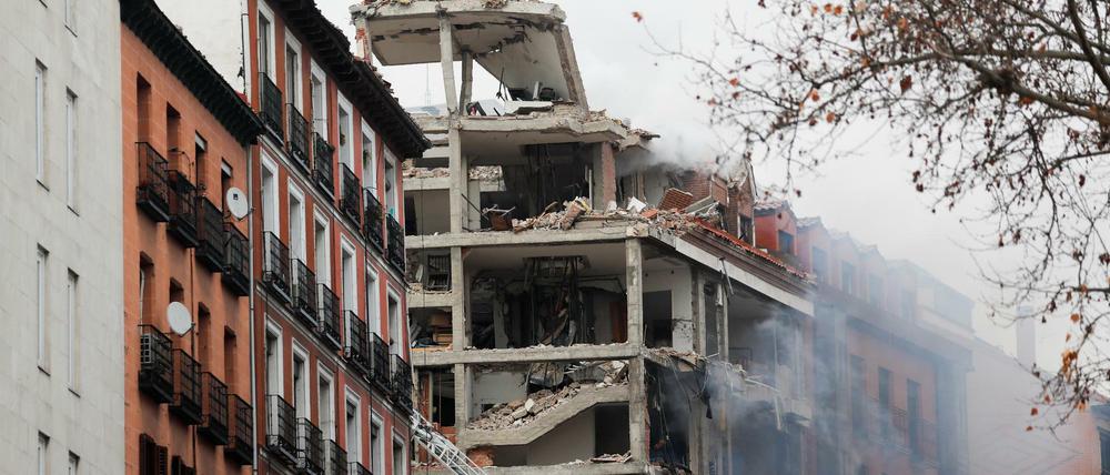 Dieses Gebäude wurde in Madrid zerstört.