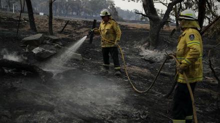 Feuerwehrmänner in New South Wales bekämpfen Glutnester.