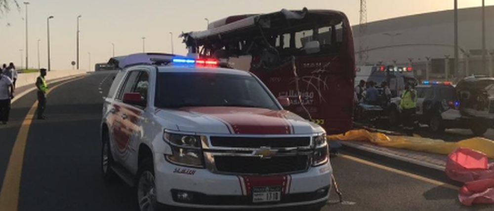 Busunfall in Dubai: Polizeifoto vom Ort des Unglücks