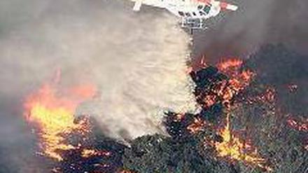 Hilfe aus der Luft: Auch mit Hubschraubern werden die Brände bekämpft. Foto: dpa
