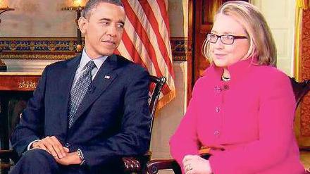 Einmaliges Foto. US-Präsident Barack Obama mit Hillary Clinton in der CBS-Sendung „60 Minutes“. 
