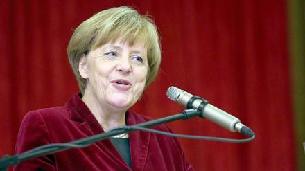 Das sieht nicht nach Rücktritt aus: Angela Merkel am 16.01.2015 in Trinwillershagen (Mecklenburg-Vorpommern) zu Gast auf dem Neujahrsempfang des Landrates des Kreises Vorpommern-Rügen. 