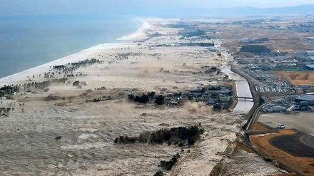 Der Tsunami verwüstet den Küstenstreifen in der nordöstlichen Provinz Miyagi. Bis zu fünf Kilometer rollte die Flutwelle ins Land.