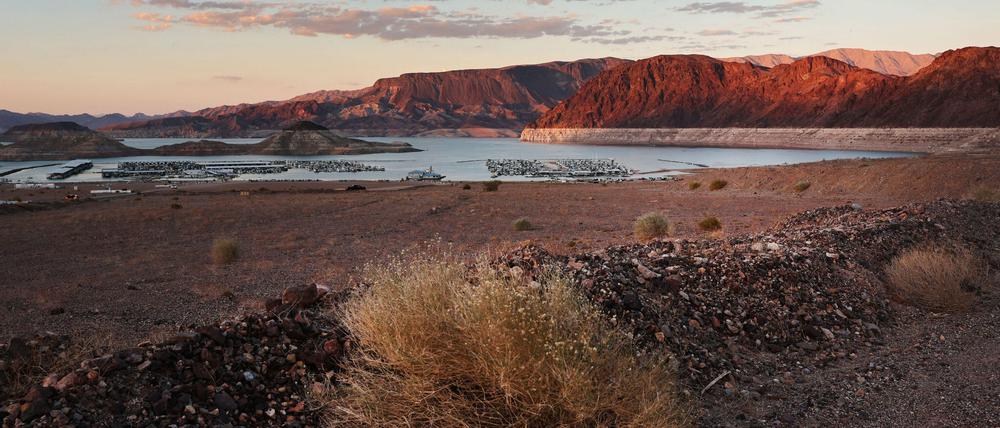 Der Lake Mead am 24.06.2022, auf dem tiefsten Punkt seit seiner Befüllung 1937.