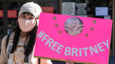 Britney-Spears-Fans demonstrieren vor einem Gerichtsgebäude in Los Angeles. 