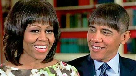 Fit für die zweite Amtszeit. Barack Obama behauptete beim traditionellen Dinner mit der Hauptstadtpresse in Washington, er wolle sich seine Frau und vor allem ihre Frisur zu eigen machen. "Sieht doch schick aus", meinte er. 