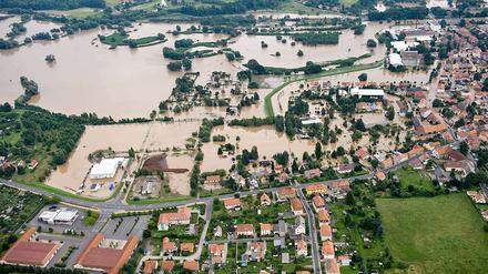 Auch Ostritz im Görlitzer Landkreis ist überflutet.