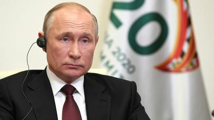 Wladimir Putin, Präsident von Russland, nimmt 2020 am virtuellen G20-Gipfel teil. 