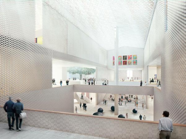 So soll das geplante Museum der Moderne am Berliner Kulturforum aussehen: Passage und Museum aus Glas und Backstein. 