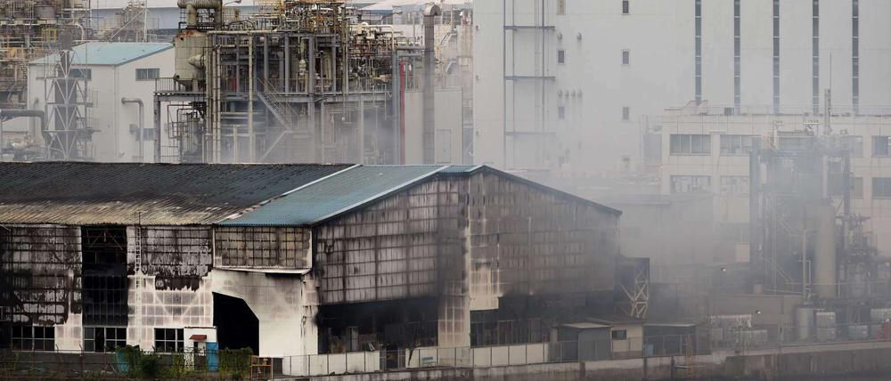 Rauch steigt über einem Stahlwerk am Montag nahe des Haneda Flughafens in Tokio auf. 