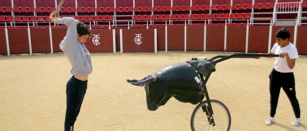 Trockenübungen. In der Madrider Schule „Tauromaqia Marcial Lalanda“ trainieren schon Jugendliche den Kampf gegen Bullen.