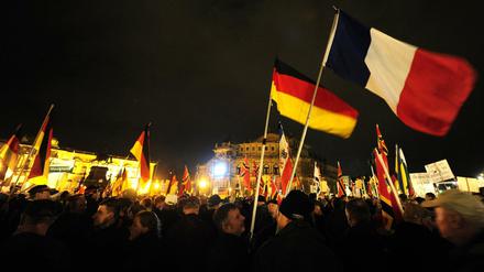 Pegida-Demonstration in Dresden am 16. 11. 2015.