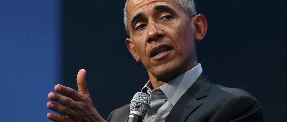 Barack Obama trat bei der Gründermesse „Bits &amp; Pretzels“ auf.