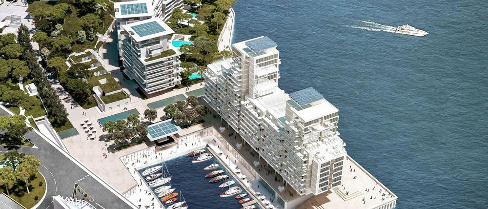 Zehnstöckige Gebäude auf dem Meer - Bis 2025 soll das zwei Milliardenteure Luxusprojket fertig gestellt werden.