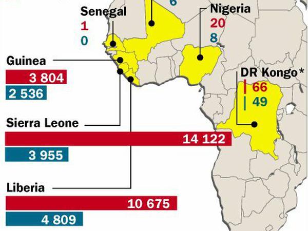 Ebola-Fälle in Afrika
