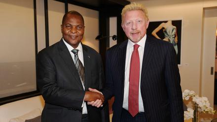 Boris Becker mit Faustin Archange Touadera, Präsident der Zentralafrikanischen Republik