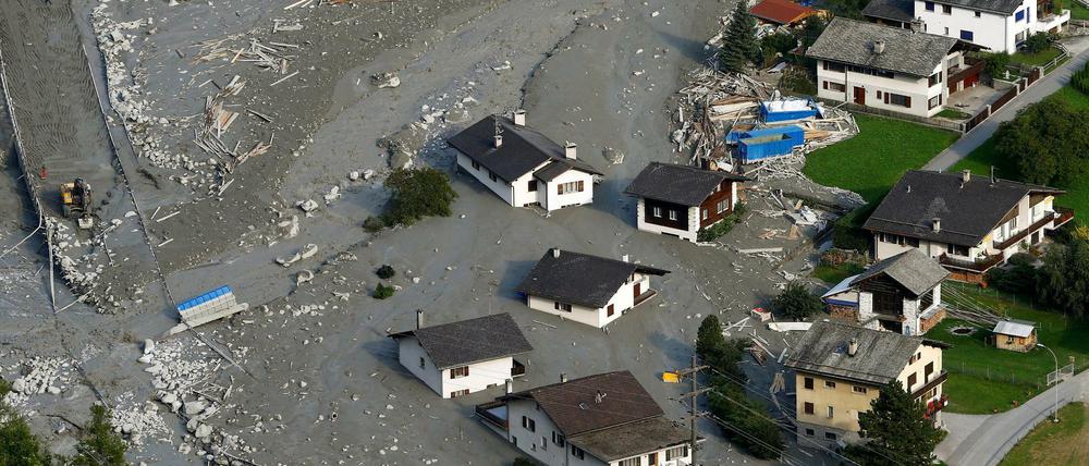 Erdrutsch in der Schweiz: Blick auf das besonders betroffene Dorf Bondo