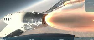 Der Screenshot zeigt die VSS Unity wie sie an den Rand des Weltraums fliegt.