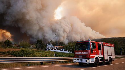 An der Grenze zwischen Miren und Nordostitalien wüten Waldbrände. 