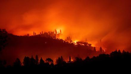 Das "Camp Fire" brennt auf einem Hügel in der Nähe von Big Bend, Kalifornien. 