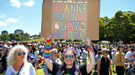 In Sydney wird über den Erfolg der Abstimmung über die Ehe für alle gejubelt.