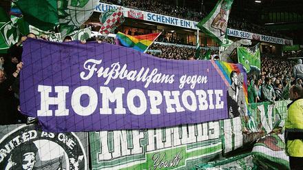 "Fußballfans gegen Homophobie": Das Banner ist in mehr als 250 Stadien gezeigt worden. 