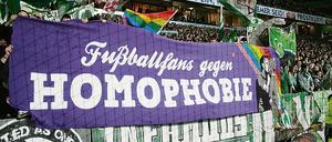"Fußballfans gegen Homophobie": Das Banner ist in mehr als 250 Stadien gezeigt worden. 
