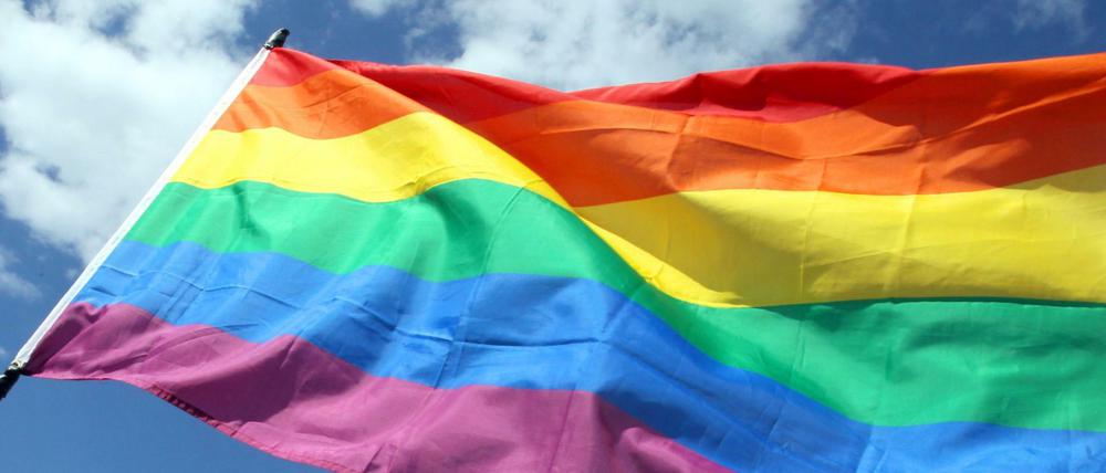 Die queere Regenbogenfahne.