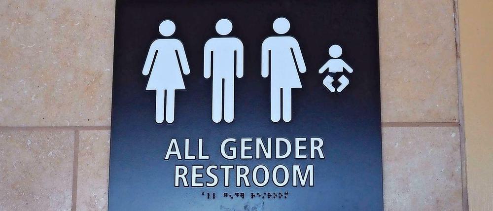 Schild einer All-Gender-Toilette in den USA.