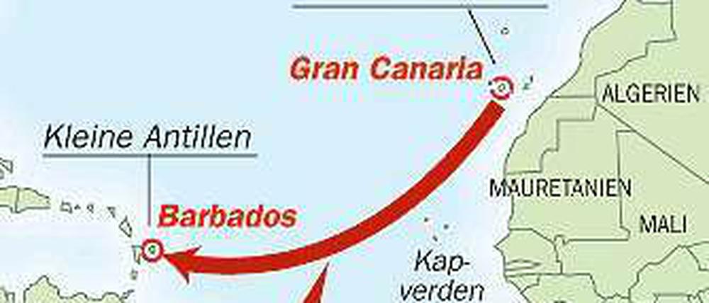 Von Las Palmas (Gran Canaria) führt der Kurs der Sea Cloud II über den Atlantik bis nach Bridgetown (Barbados).