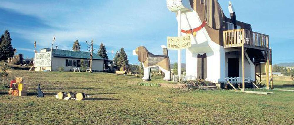 Wow – Bleibe für Hund und Herrchen. Das Dog Bark Park empfängt seine Gäste in Cottonwood, Idaho. Foto: imago