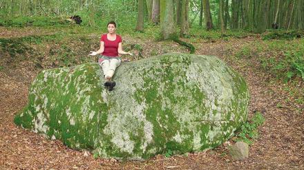 Kolos mit Geschichte. 50 Tonnen wiegt dieser bemooste Findling im Boitzenburger Wald. Die von Arnims trafen sich hier einst, um Verlobungen zu feiern.