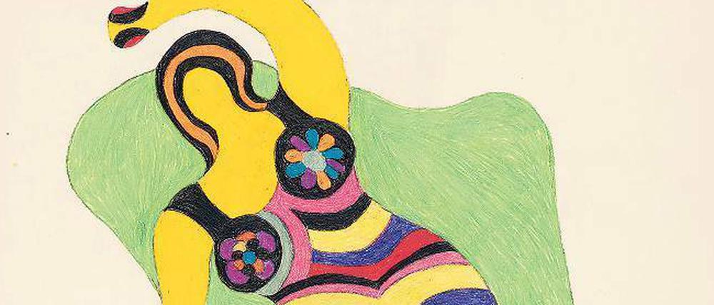 Niki de Saint Phalle hat auch das Werk „Femme Allongée Jaune“ – neben vielen anderen – dem Sprengel Museum geschenkt.