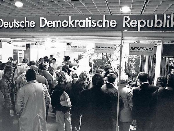 Zum letzten Mal unter diesem Namen auf der Messe: die DDR auf der ITB 1990.