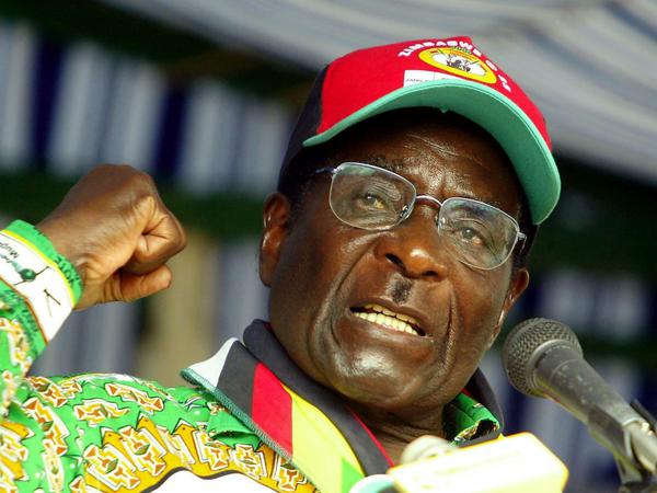 Simbabwes Präsident Robert Mugabe im Wahlkampf 2005 noch mit kämpferischer Pose.