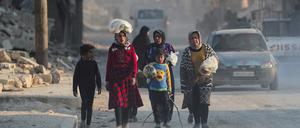 Die von den Rebellen kontrollierte nordsyrische Stadt Jindires ist im Februar von schweren Erdbeben getroffen worden. 