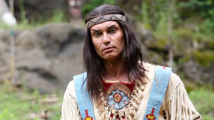 Schauspieler Jean-Marc Birkholz (Winnetou) bei einer Probe zum Stück «Der Ölprinz» auf der Freilichtbühne des Elspe Festivals.