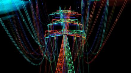 Hochspannungsmast, Symbolfoto Stromversorgung, Blackout, Energiekrise