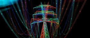 Hochspannungsmast, Symbolfoto Stromversorgung, Blackout, Energiekrise
