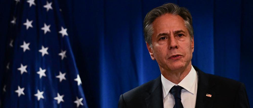 US-Außenminister Antony Blinken spricht während einer Pressekonferenz in Peking. 