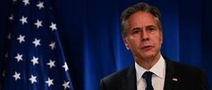 US-Außenminister Antony Blinken spricht während einer Pressekonferenz in Peking. 