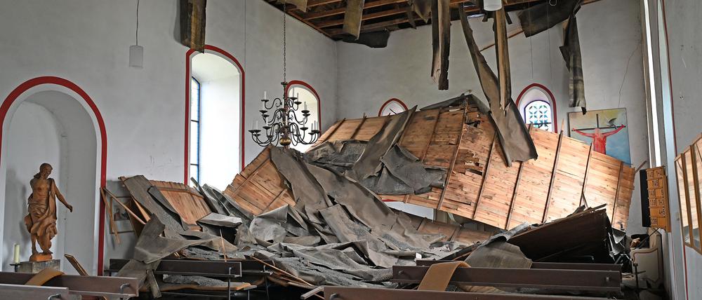 Teile der Decke in der Dorfkirche waren im Juni eingestürzt. 