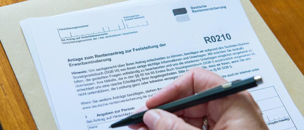 Rentenantrag zur Feststellung der Erwerbsminderung.
