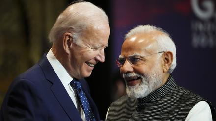 US-Präsident Joe Biden und der indische Premierminister Narendra Modi talks im November 2022.