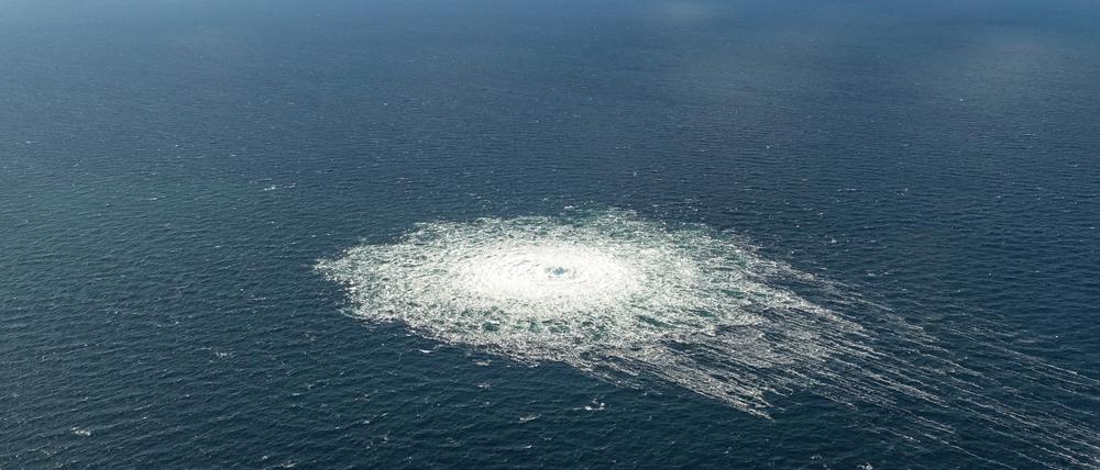 Gasleck bei Nord Stream 2, gesehen von einem dänischen F-16 Abfangjäger