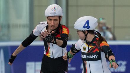 Max Sebastian und Stefanie Wiegel (SO Germany) beim Wechsel.