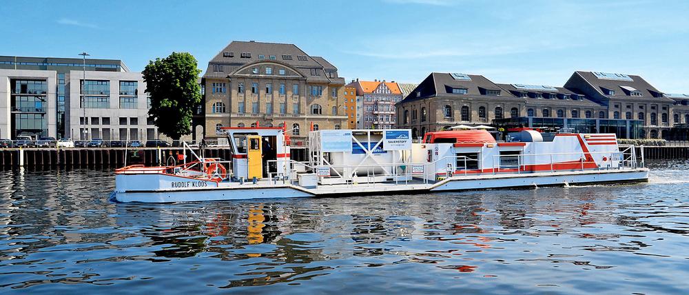 Auf der Spree ist das Belüftungsschiff nur selten unterwegs.