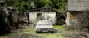 Ein überschwemmtes Grundstück in Kherson. 