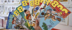 Acht verschiedene Titelbilder zieren das 800. Heft der Comiczeitschrift „Mosaik“.