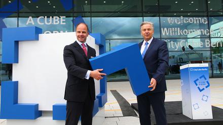 Schön war die Zeit. Messechef Christian Göke eröffnete mit dem Regierenden Bürgermeister Klaus Wowereit 2014 die Kongresshalle City Cube. 